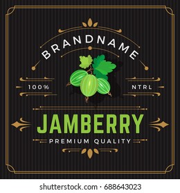 Colorful Jam Berry Packaging Logo Design Element in Vintage Style. Jam Berry Retro Label Vector Illustration.