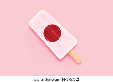 Colorful Japan realistic flag ice cream, vector illustration