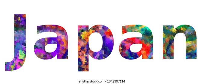 Arte colorido de diseño vectorial de texto en Japón