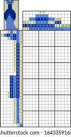 Colorful japanese crossword. Paint by number puzzle. Education game for children. Blue gown