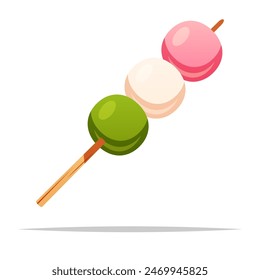 Colorful japanese hanami dango vector isolated illustration