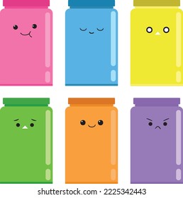 colorful jars with emotion full of expression