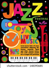 Colorful Jazz Festival Poster with Black Background