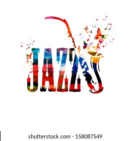 Colorful jazz vector background with saxophone.