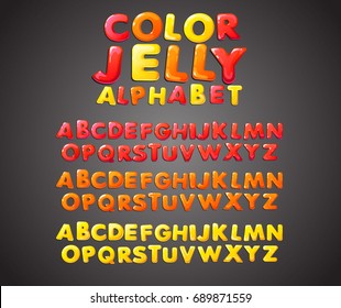 Colorful jelly alphabets for kids. Easy to combine colors. Isolated vector illustration.
