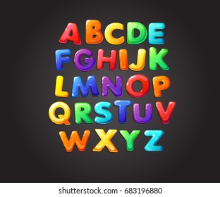 Colorful jelly alphabets for kids. Isolated vector illustration
