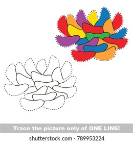 Colorful jelly beans to be traced only of one line, the tracing educational game to preschool kids with easy game level, the colorful and colorless version.