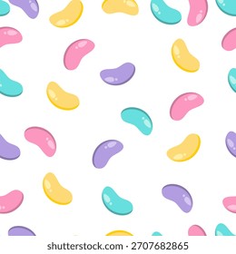 Patrón sin fisuras de coloridos granos de jalea. Dulce y linda caricatura de caramelo. Puede ser utilizado para el Fondo de pantalla, el envoltorio de papel, y el elemento de la comida