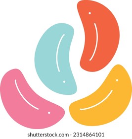 Colorful jelly beans and jelly shapes