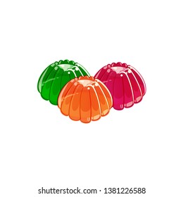 Colorful jelly in shiny cartoon style isolated on white background. Vector illustration.