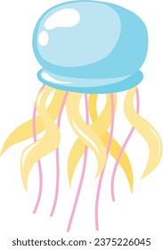 Colorful Jellyfish Cartoon Vector Illustration, Jellyfish underwater deep sea animals.