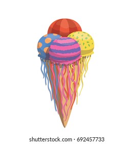 Colorful jellyfish ice cream balls