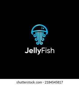 Colorful jellyfish illustration vector logo looks bright, elegant and attractive
