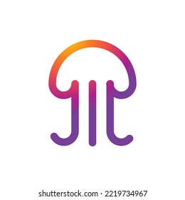 Colorful jellyfish. Jellyfish logo design concept template. Creative company logo.