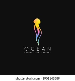 Colorful jellyfish. Logo template. Abstract animal