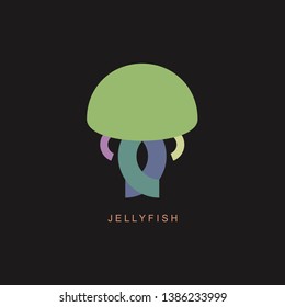 Colorful jellyfish, medusa icon, sign. Sea animal, fish, cartoon logo. Modern design. Fashion print for clothes, cards, picture banner for websites, vector Illustration.