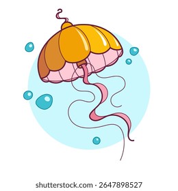Colorful Jellyfish Swimming in Blue Water