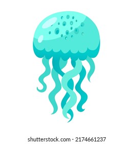 Colorful jellyfish vector illustration. Cute cartoon sea jellies watercolor collection isolated on white. Marine animals concept