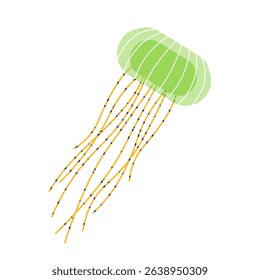 Colorful jellyfish vector illustration isolated on white. Underwater marine jellyfish. Undersea animals, medusa. Seawater invertebrates with dangerous tails, tentacles. Perfect for marine designs.