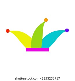 Colorful Jester hat flat icon. Joker clown  hat concept.