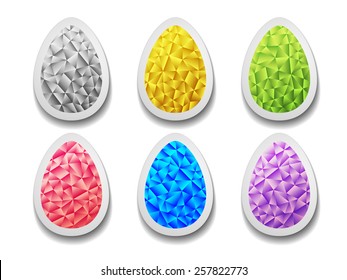 Colorful jewelry Easter eggs. Set of crystal colorful  Easter eggs.  