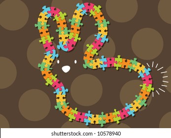 colorful jigsaw bunny frame (vector)