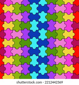 Colorful Jigsaw Pattern. Jigsaw Pattern For Background.