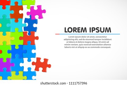 Colorful jigsaw puzzle. Blank simple background. Vector illustration