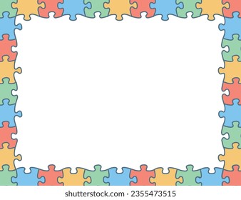 colorful jigsaw puzzle frame, vector illustration