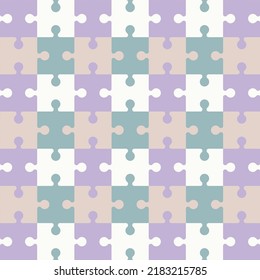 Colorful jigsaw puzzle pattern. It consists of violet and green. Is often used as a pattern on fabrics, carpets, bedspreads, handkerchiefs, tablecloths, dresses, floor tiles, gift wrap, scarves, toys.
