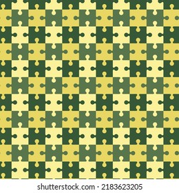 Colorful jigsaw puzzle pattern. It consists of green and yellow. Is often used as a pattern on fabrics, carpets, bedspreads, handkerchiefs, tablecloths, dresses, floor tiles, gift wrap, scarves, toys.