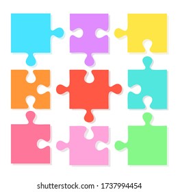 Colorful Jigsaw puzzle pieces background.