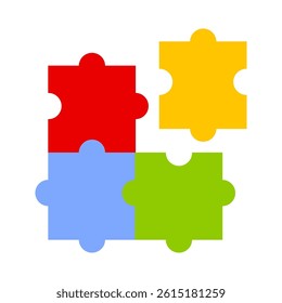 Colorful jigsaw puzzle pieces. Business, teamwork, challenge, solution, connection, brainstorm concepts. Flat decorative vector design isolated illustration.