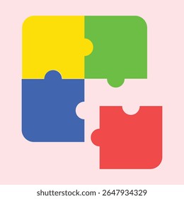 Peças coloridas do quebra-cabeça. Ilustração de peças de quebra-cabeça coloridas que se complementam.