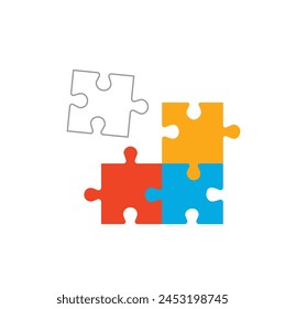 Colorful Jigsaw Puzzle Pieces Interlocking on a White Background. Vector Illustration. 