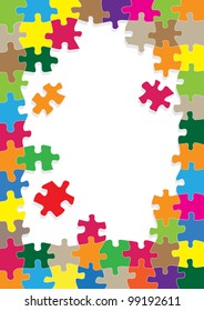 Colorful jigsaw puzzle vector background