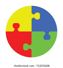 Colorful jigsaw puzzle vector, four pieces isolated