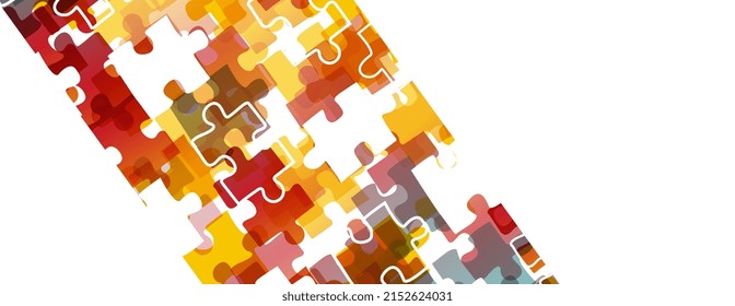 Colorful jigsaw puzzles on a white background