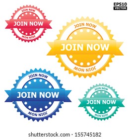 Colorful "join now" sign.-eps10 vector