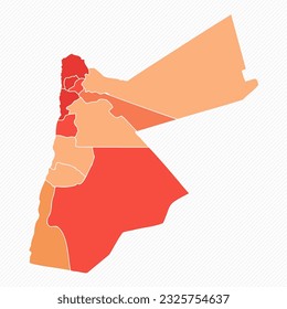 Ilustración de mapas divididos de Jordania colorida, se puede usar para diseños de negocios, diseños de presentaciones o cualquier diseño adecuado.