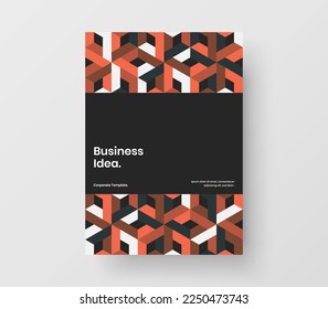Colorful journal cover A4 vector design concept. Trendy mosaic pattern company identity illustration.