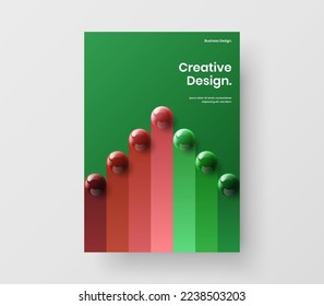 Colorful journal cover vector design template. Fresh realistic balls company brochure illustration.