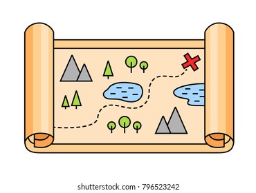 Colorful journey map. Vector icon.
