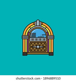 Colorful jukebox vector illustration for Vinyl Record Day on  August 12th. Music and nostalgia symbol.