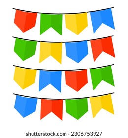 Colorful june party flags. Elements to compose designs.