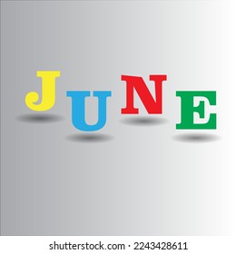 Colorful june text with gradient modern background