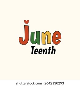 Colorful Juneteenth typography vector icon with African theme, celebrating Black freedom, emancipation, equality, and African American pride and heritage