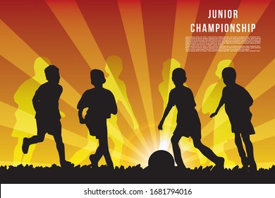 Colorful junior football championship poster template universal design