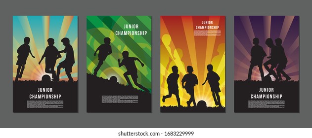 Colorful Junior Football Championship Poster Templates Set Universal Design