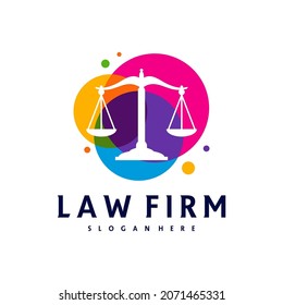 Plantilla vectorial del logotipo de Justicia Colorida, conceptos de diseño del logo de Creative Law Firm